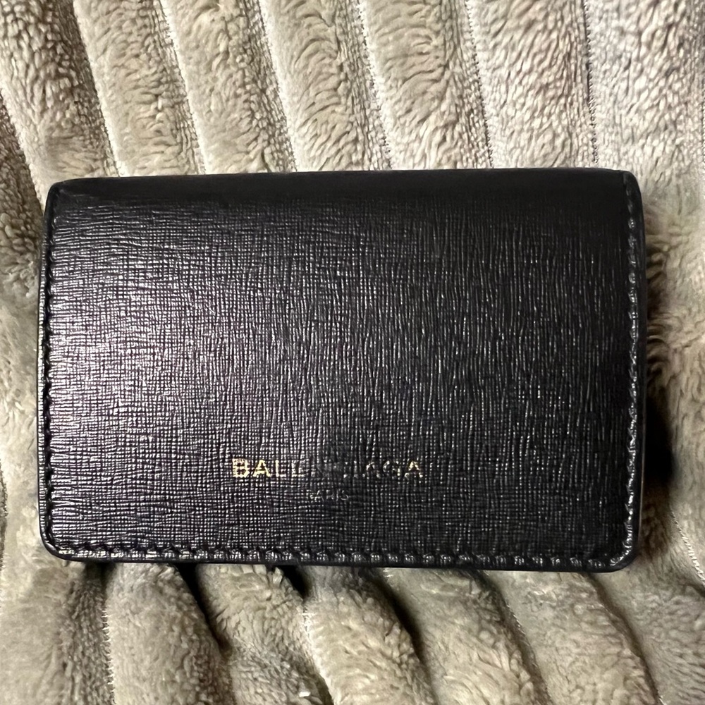 BALENCIAGA - Cash Mini Wallet in black grained calfskin